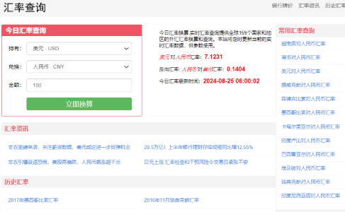 双端汇率实时查询主题模板带资讯文章