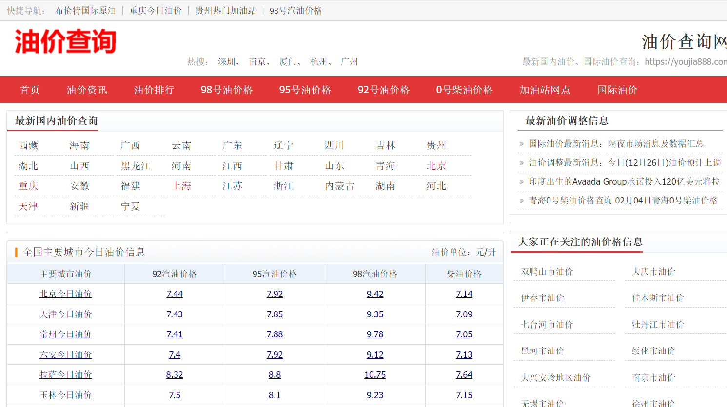 【精品推荐】油价查询主题，模板结构二次优化